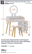vanity table with mirror and