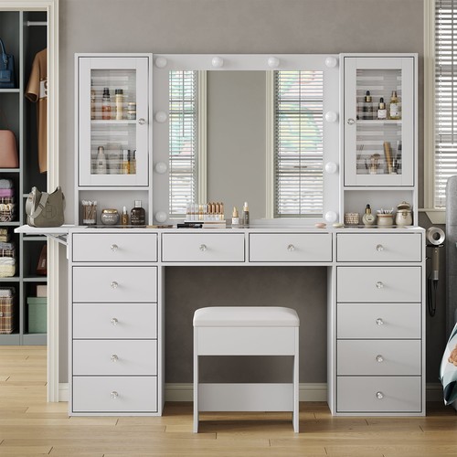 Makeup vanity with mirror and - with,