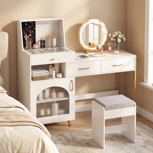 Vanity desk with mirror - desk,